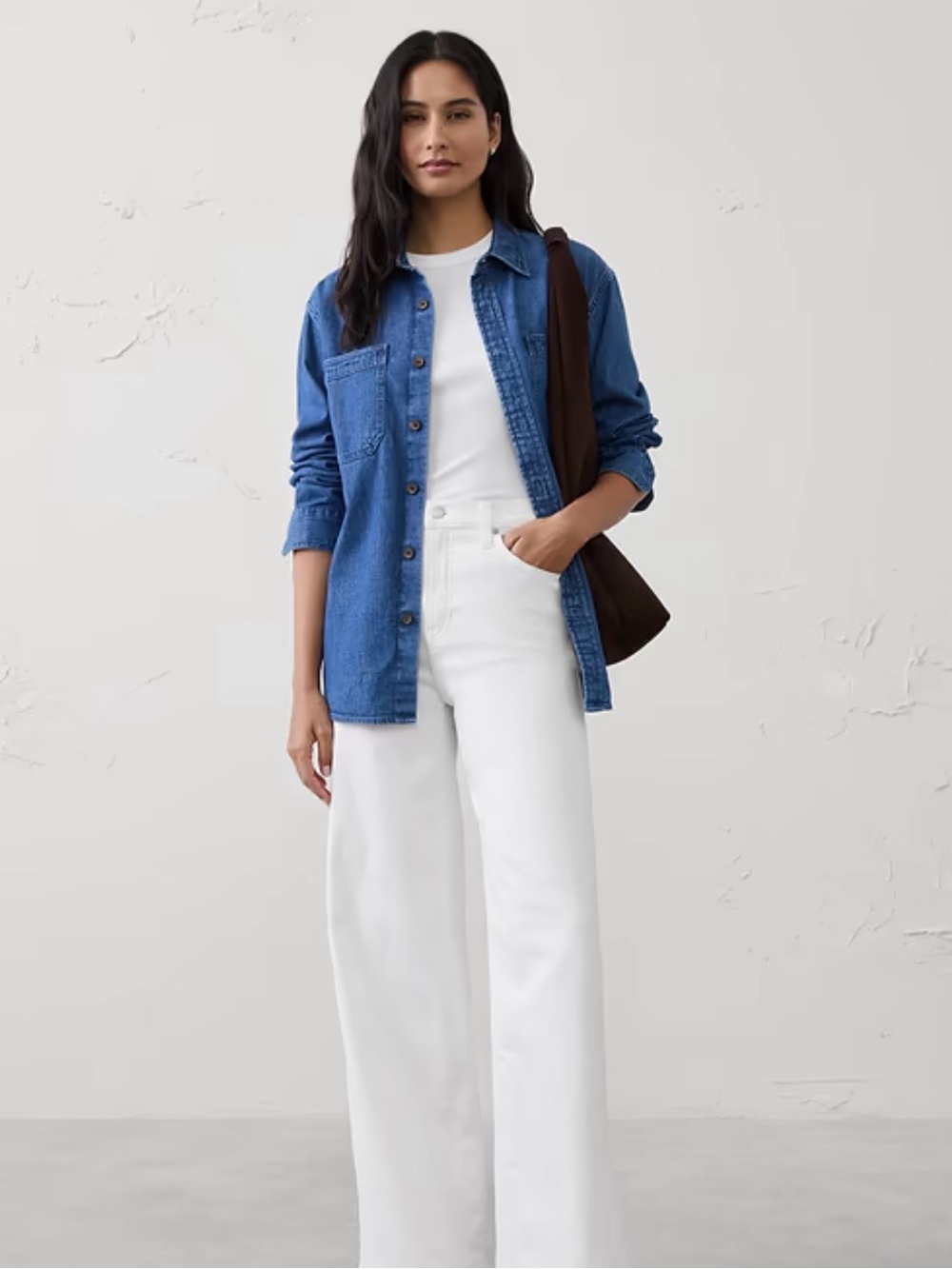 Banana Republic High-Rise White Wide-Leg Jeans (Petite)